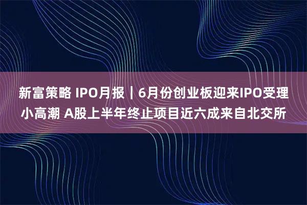 新富策略 IPO月报｜6月份创业板迎来IPO受理小高潮 A股上半年终止项目近六成来自北交所