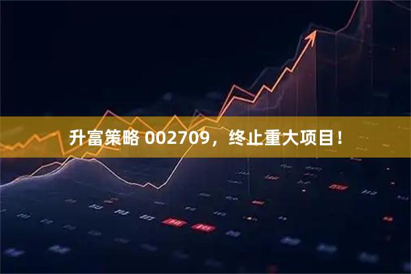 升富策略 002709，终止重大项目！